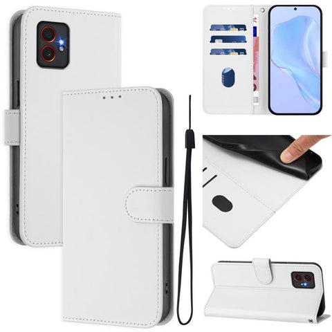 Skin Feel Solid Color Leather Phone Case with Lanyard, For Samsung Galaxy F06 5G / M06 5G, For Samsung Galaxy Xcover7 Pro