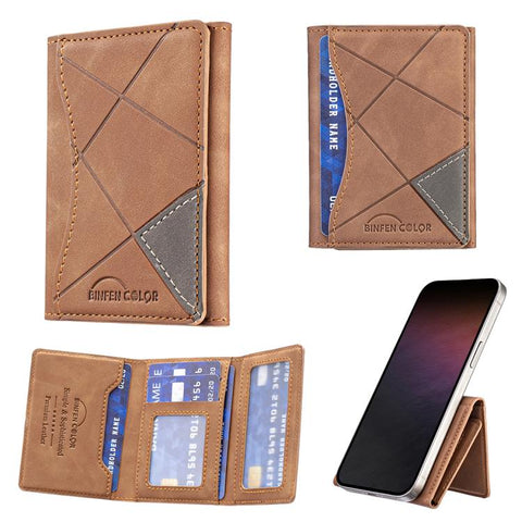 Prismatic Leather Horizontal Magnetic Wallet Card Bag Case