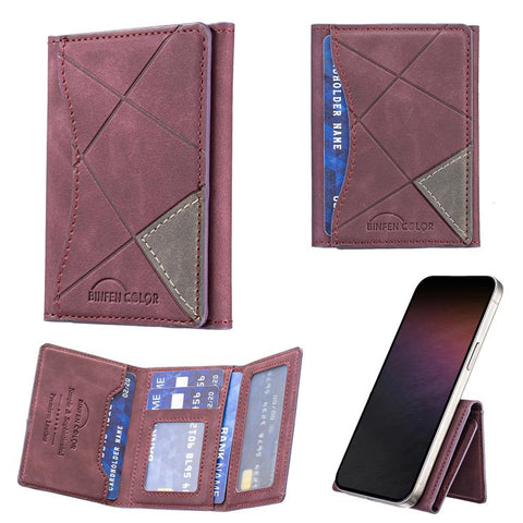 Prismatic Leather Horizontal Magnetic Wallet Card Bag Case