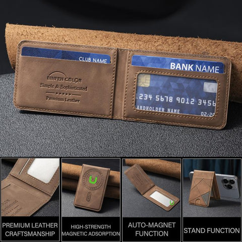 Prismatic Leather Vertical Magnetic Wallet Card Bag Case
