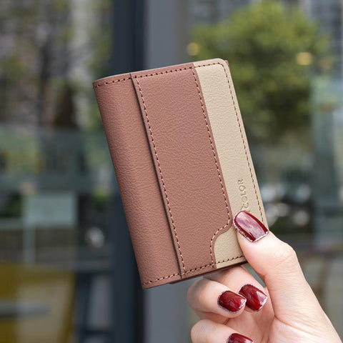 Color Matching Leather Horizontal Magnetic Wallet Card Bag Case