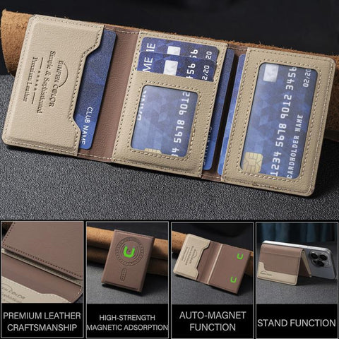 Color Matching Leather Horizontal Magnetic Wallet Card Bag Case