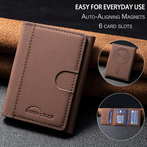 Solid Color Leather Horizontal Magnetic Wallet Card Bag Case