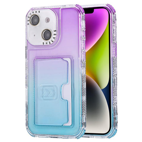 Gradient Color TPU + PC Card Slot Full Coverage Phone Case, For iPhone 13 Pro Max, For iPhone 13 / 14, For iPhone 12 Pro Max