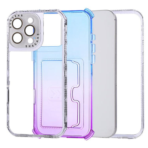 Gradient Color TPU + PC Card Slot Full Coverage Phone Case, For iPhone 13 Pro Max, For iPhone 13 / 14, For iPhone 12 Pro Max