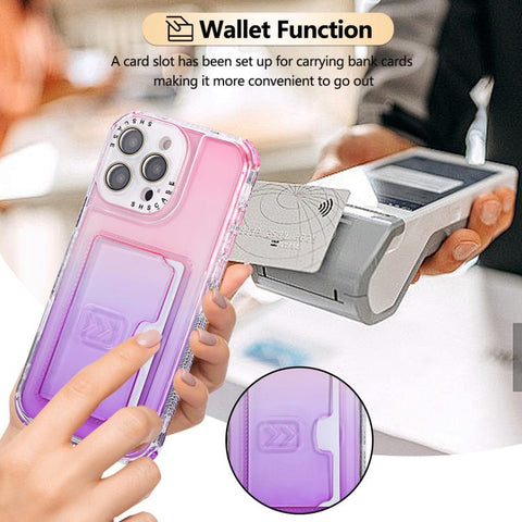 Gradient Color TPU + PC Card Slot Full Coverage Phone Case, For iPhone 13 Pro Max, For iPhone 13 / 14, For iPhone 12 Pro Max