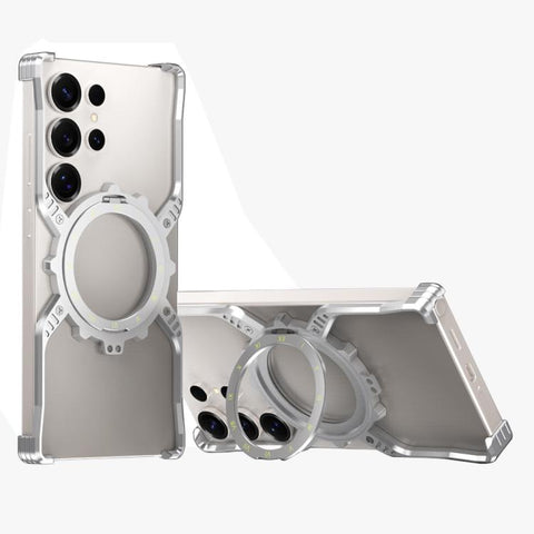 Mechanical Gear MagSafe Holder Borderless Metal Phone Case, For Samsung Galaxy S26 Ultra 5G, For Samsung Galaxy S25 Ultra 5G, For Samsung Galaxy S24 Ultra 5G, For Samsung Galaxy S23 Ultra 5G, For Samsung Galaxy S22 Ultra 5G
