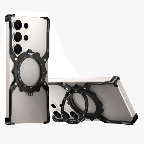 Mechanical Gear MagSafe Holder Borderless Metal Phone Case, For Samsung Galaxy S26 Ultra 5G, For Samsung Galaxy S25 Ultra 5G, For Samsung Galaxy S24 Ultra 5G, For Samsung Galaxy S23 Ultra 5G, For Samsung Galaxy S22 Ultra 5G