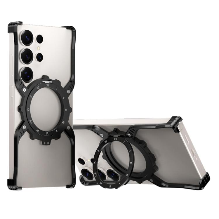 Mechanical Gear MagSafe Holder Borderless Metal Phone Case, For Samsung Galaxy S26 Ultra 5G, For Samsung Galaxy S25 Ultra 5G, For Samsung Galaxy S24 Ultra 5G, For Samsung Galaxy S23 Ultra 5G, For Samsung Galaxy S22 Ultra 5G
