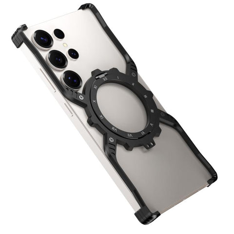 Mechanical Gear MagSafe Holder Borderless Metal Phone Case, For Samsung Galaxy S26 Ultra 5G, For Samsung Galaxy S25 Ultra 5G, For Samsung Galaxy S24 Ultra 5G, For Samsung Galaxy S23 Ultra 5G, For Samsung Galaxy S22 Ultra 5G