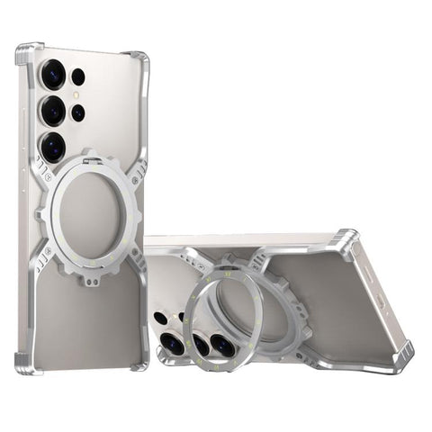 Mechanical Gear MagSafe Holder Borderless Metal Phone Case, For Samsung Galaxy S26 Ultra 5G, For Samsung Galaxy S25 Ultra 5G, For Samsung Galaxy S24 Ultra 5G, For Samsung Galaxy S23 Ultra 5G, For Samsung Galaxy S22 Ultra 5G