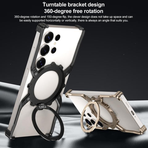 Mechanical Gear MagSafe Holder Borderless Metal Phone Case, For Samsung Galaxy S26 Ultra 5G, For Samsung Galaxy S25 Ultra 5G, For Samsung Galaxy S24 Ultra 5G, For Samsung Galaxy S23 Ultra 5G, For Samsung Galaxy S22 Ultra 5G