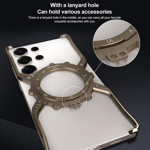 Mechanical Gear MagSafe Holder Borderless Metal Phone Case, For Samsung Galaxy S26 Ultra 5G, For Samsung Galaxy S25 Ultra 5G, For Samsung Galaxy S24 Ultra 5G, For Samsung Galaxy S23 Ultra 5G, For Samsung Galaxy S22 Ultra 5G