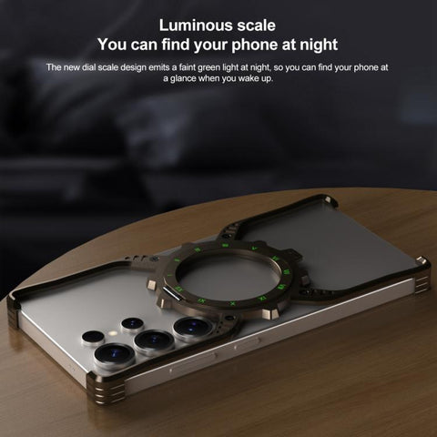 Mechanical Gear MagSafe Holder Borderless Metal Phone Case, For Samsung Galaxy S26 Ultra 5G, For Samsung Galaxy S25 Ultra 5G, For Samsung Galaxy S24 Ultra 5G, For Samsung Galaxy S23 Ultra 5G, For Samsung Galaxy S22 Ultra 5G