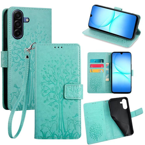 Tree & Deer Embossed Leather Phone Case, For Galaxy A57 5G, For Galaxy A37 5G, For Samsung Galaxy A17 5G, For Samsung Galaxy A56 5G