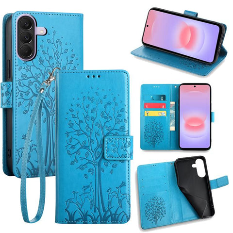 Tree & Deer Embossed Leather Phone Case, For Galaxy A57 5G, For Galaxy A37 5G, For Samsung Galaxy A17 5G, For Samsung Galaxy A56 5G