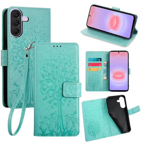 Tree & Deer Embossed Leather Phone Case, For Galaxy A57 5G, For Galaxy A37 5G, For Samsung Galaxy A17 5G, For Samsung Galaxy A56 5G