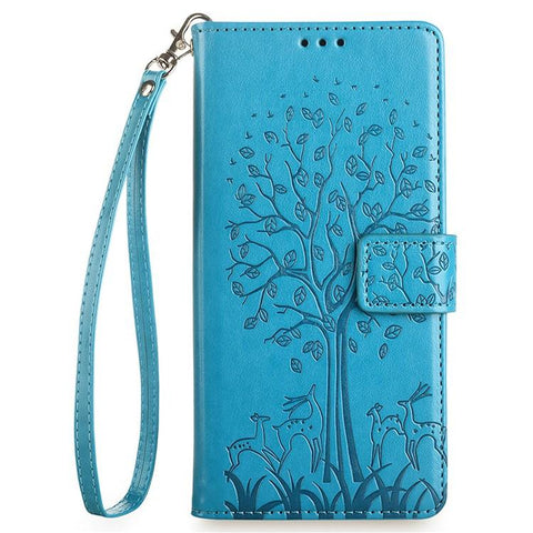 Tree & Deer Embossed Leather Phone Case, For Galaxy A57 5G, For Galaxy A37 5G, For Samsung Galaxy A17 5G, For Samsung Galaxy A56 5G