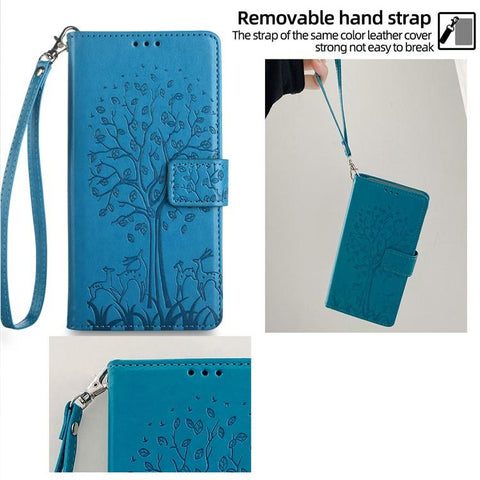 Tree & Deer Embossed Leather Phone Case, For Galaxy A57 5G, For Galaxy A37 5G, For Samsung Galaxy A17 5G, For Samsung Galaxy A56 5G