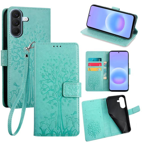 Tree & Deer Embossed Leather Phone Case, For Galaxy A57 5G, For Galaxy A37 5G, For Samsung Galaxy A17 5G, For Samsung Galaxy A56 5G