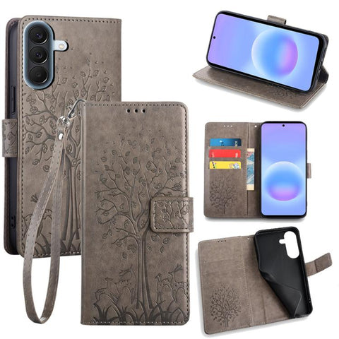 Tree & Deer Embossed Leather Phone Case, For Galaxy A57 5G, For Galaxy A37 5G, For Samsung Galaxy A17 5G, For Samsung Galaxy A56 5G