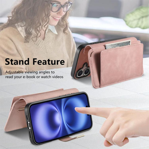 Ring Zipper Wallet RFID Blocking MagSafe Leather Phone Case, For iPhone 14 Pro Max, For iPhone 13 Pro Max, For iPhone 13 Pro, For iPhone 13, For iPhone 12 / 12 Pro, For iPhone 12 Pro Max