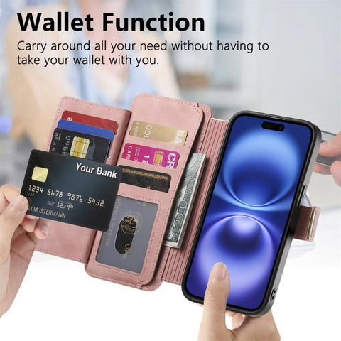 Ring Zipper Wallet RFID Blocking MagSafe Leather Phone Case, For iPhone 11 Pro Max, For iPhone 11, For iPhone 11 Pro, For iPhone X / XS, For iPhone XR, For iPhone XS Max