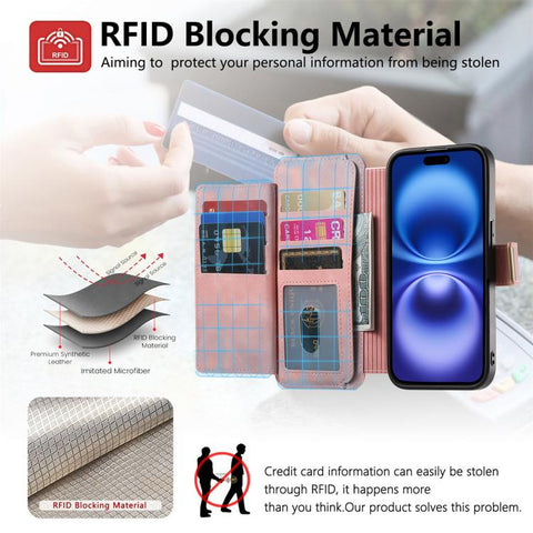 Ring Zipper Wallet RFID Blocking MagSafe Leather Phone Case, For iPhone 11 Pro Max, For iPhone 11, For iPhone 11 Pro, For iPhone X / XS, For iPhone XR, For iPhone XS Max