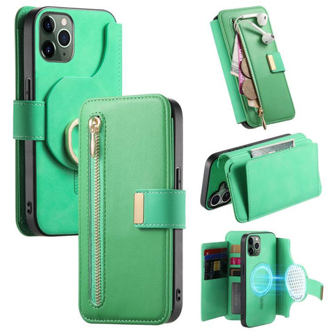 Ring Zipper Wallet RFID Blocking MagSafe Leather Phone Case, For iPhone 11 Pro Max, For iPhone 11, For iPhone 11 Pro, For iPhone X / XS, For iPhone XR, For iPhone XS Max