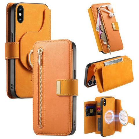 Ring Zipper Wallet RFID Blocking MagSafe Leather Phone Case, For iPhone 11 Pro Max, For iPhone 11, For iPhone 11 Pro, For iPhone X / XS, For iPhone XR, For iPhone XS Max