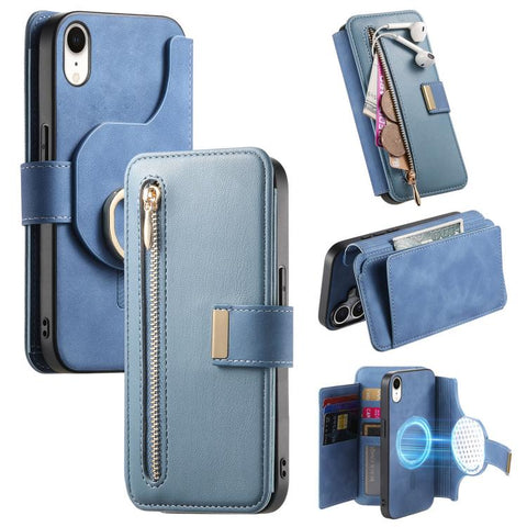 Ring Zipper Wallet RFID Blocking MagSafe Leather Phone Case, For iPhone 11 Pro Max, For iPhone 11, For iPhone 11 Pro, For iPhone X / XS, For iPhone XR, For iPhone XS Max