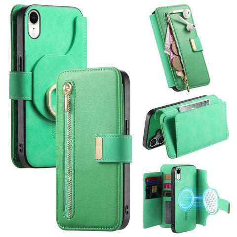Ring Zipper Wallet RFID Blocking MagSafe Leather Phone Case, For iPhone 11 Pro Max, For iPhone 11, For iPhone 11 Pro, For iPhone X / XS, For iPhone XR, For iPhone XS Max