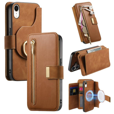 Ring Zipper Wallet RFID Blocking MagSafe Leather Phone Case, For iPhone 11 Pro Max, For iPhone 11, For iPhone 11 Pro, For iPhone X / XS, For iPhone XR, For iPhone XS Max