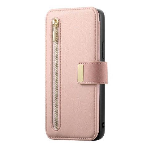 Ring Zipper Wallet RFID Blocking MagSafe Leather Phone Case, For iPhone 17e / 16e, For iPhone 16 Pro Max, For iPhone 16 Pro, For iPhone 16 Plus, For iPhone 16, For iPhone 15 Pro Max
