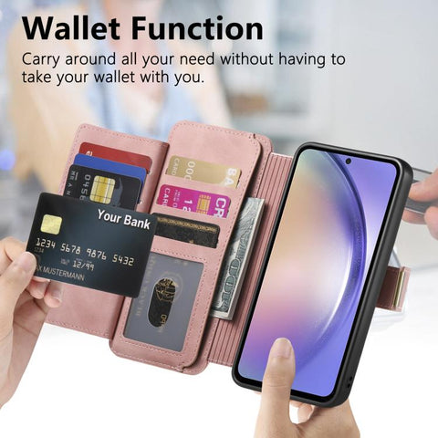 Ring Zipper Wallet RFID Blocking MagSafe Leather Phone Case, For iPhone 17e / 16e, For iPhone 16 Pro Max, For iPhone 16 Pro, For iPhone 16 Plus, For iPhone 16, For iPhone 15 Pro Max