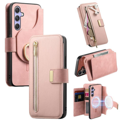 Ring Zipper Wallet RFID Blocking MagSafe Leather Phone Case, For Galaxy A36 5G, For Galaxy A16 4G / 5G, For Galaxy A55 5G, For Galaxy A54 5G
