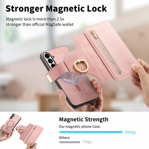 Ring Zipper Wallet RFID Blocking MagSafe Leather Phone Case, For Galaxy A36 5G, For Galaxy A16 4G / 5G, For Galaxy A55 5G, For Galaxy A54 5G