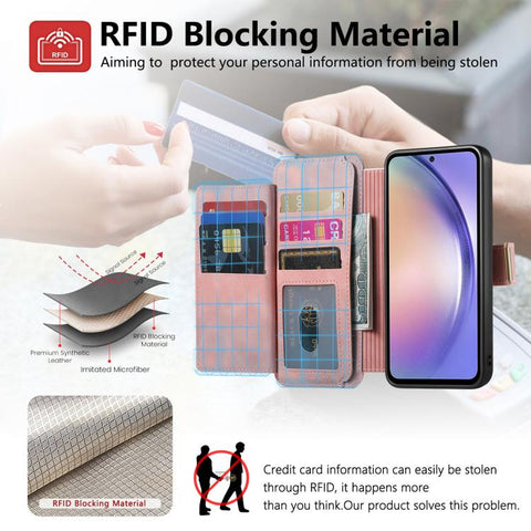 Ring Zipper Wallet RFID Blocking MagSafe Leather Phone Case, For Galaxy A36 5G, For Galaxy A16 4G / 5G, For Galaxy A55 5G, For Galaxy A54 5G