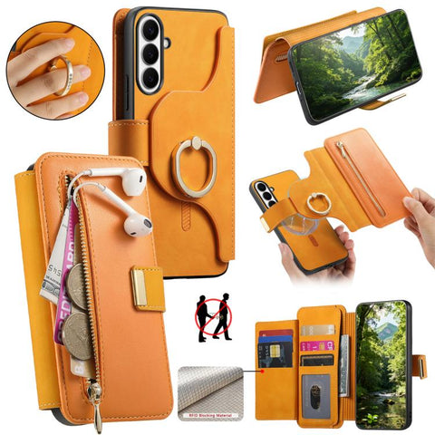 Ring Zipper Wallet RFID Blocking MagSafe Leather Phone Case, For Galaxy A36 5G, For Galaxy A16 4G / 5G, For Galaxy A55 5G, For Galaxy A54 5G