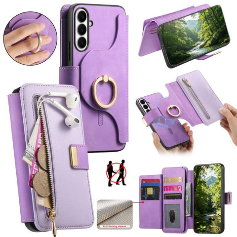Ring Zipper Wallet RFID Blocking MagSafe Leather Phone Case, For Galaxy A36 5G, For Galaxy A16 4G / 5G, For Galaxy A55 5G, For Galaxy A54 5G
