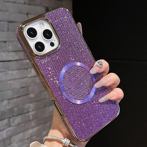 Electroplating PC Glitter Grain MagSafe Phone Case, For iPhone 15 Plus, For iPhone 15, For iPhone 14 Plus, For iPhone 14, For iPhone 14 Pro, For iPhone 14 Pro Max, For iPhone 13 Pro Max, For iPhone 13 Pro