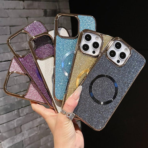 Electroplating PC Glitter Grain MagSafe Phone Case, For iPhone 18 Pro / 17 Pro, For iPhone 18 Pro Max/17 Pro Max, For iPhone 16 Pro Max, For iPhone 16 Pro, For iPhone 16 Plus, For iPhone 16, For iPhone 15 Pro Max, For iPhone 15 Pro