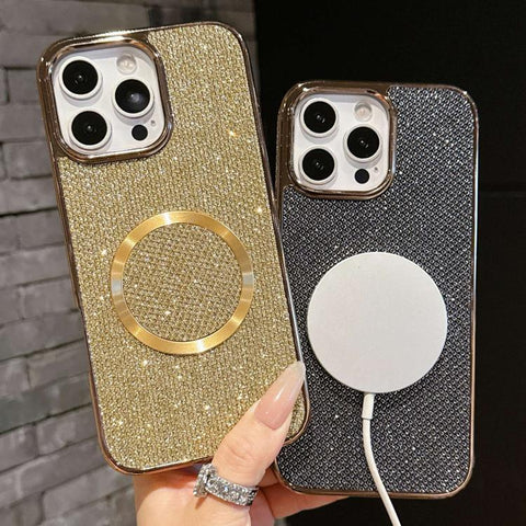 Electroplating PC Glitter Grain MagSafe Phone Case, For iPhone 18 Pro / 17 Pro, For iPhone 18 Pro Max/17 Pro Max, For iPhone 16 Pro Max, For iPhone 16 Pro, For iPhone 16 Plus, For iPhone 16, For iPhone 15 Pro Max, For iPhone 15 Pro