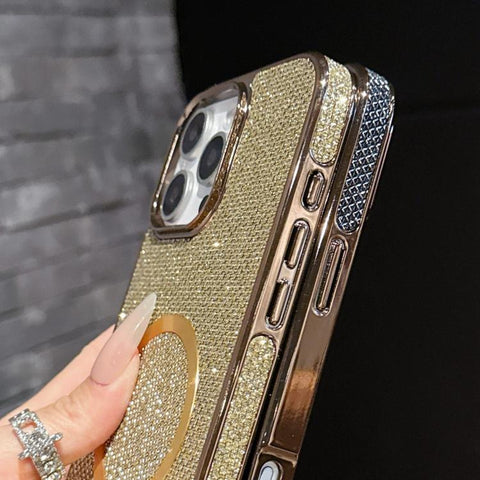 Electroplating PC Glitter Grain MagSafe Phone Case, For iPhone 18 Pro / 17 Pro, For iPhone 18 Pro Max/17 Pro Max, For iPhone 16 Pro Max, For iPhone 16 Pro, For iPhone 16 Plus, For iPhone 16, For iPhone 15 Pro Max, For iPhone 15 Pro