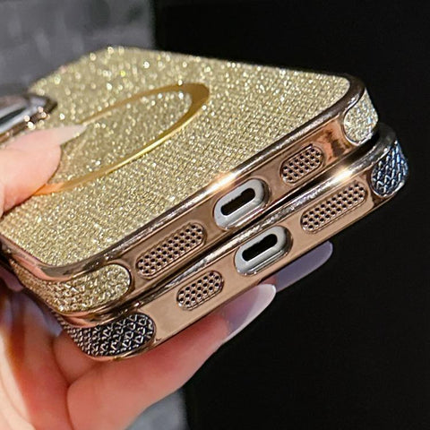 Electroplating PC Glitter Grain MagSafe Phone Case, For iPhone 18 Pro / 17 Pro, For iPhone 18 Pro Max/17 Pro Max, For iPhone 16 Pro Max, For iPhone 16 Pro, For iPhone 16 Plus, For iPhone 16, For iPhone 15 Pro Max, For iPhone 15 Pro