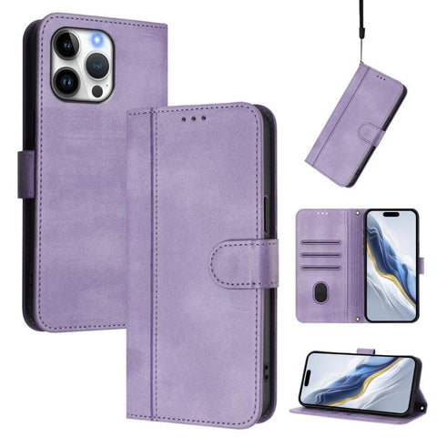 Line Splicing Buckle Retro Leather Phone Case, For iPhone 18 Pro / 17 Pro, For iPhone 18 Pro Max / 17 Pro Max, For iPhone 17e / 16e, For iPhone 17, For iPhone Air, For iPhone 16 Pro Max