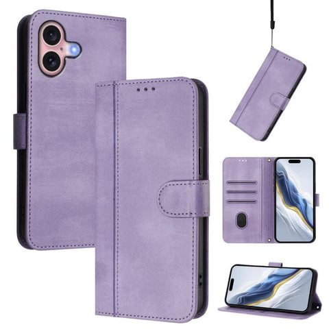 Line Splicing Buckle Retro Leather Phone Case, For iPhone 16 Pro, For iPhone 16 Plus, For iPhone 16, For iPhone 15 Pro Max, For iPhone 15 Pro, For iPhone 15 Plus