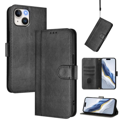 Line Splicing Buckle Retro Leather Phone Case, For iPhone 15, For iPhone 14 Plus, For iPhone 14 / 13, For iPhone 14 Pro, For iPhone 14 Pro Max, For iPhone 7 / 8 / SE 2022
