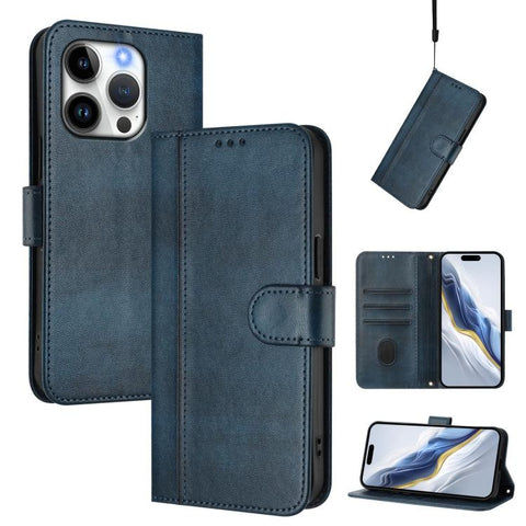 Line Splicing Buckle Retro Leather Phone Case, For iPhone 15, For iPhone 14 Plus, For iPhone 14 / 13, For iPhone 14 Pro, For iPhone 14 Pro Max, For iPhone 7 / 8 / SE 2022