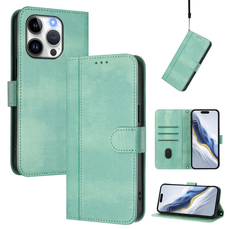 Line Splicing Buckle Retro Leather Phone Case, For iPhone 13 Pro Max, For iPhone 13 Pro, For iPhone 13 mini, For iPhone 12 / 12 Pro, For iPhone 12 Pro Max, For iPhone 12 mini